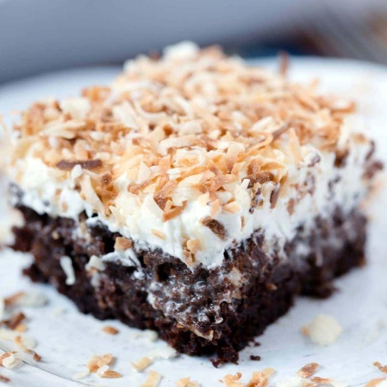 Chocolate Coconut Poke Cake