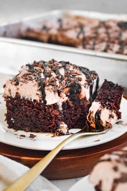 Chocolate Maple Poke Cake