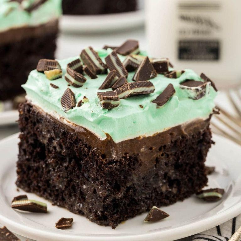 Chocolate Mint Poke Cake