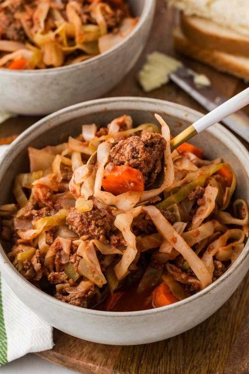 Dutch Oven Ground Beef and Cabbage