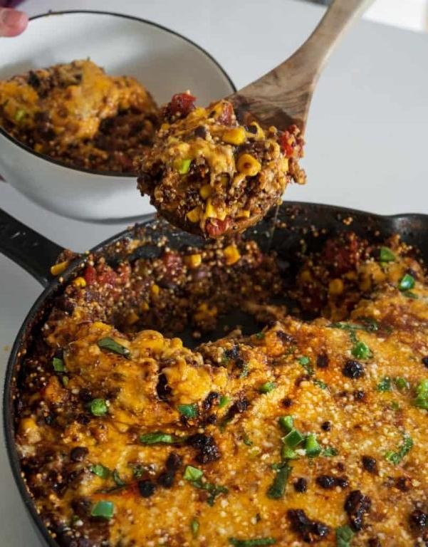 Dutch Oven Ground Beef and Quinoa Skillet
