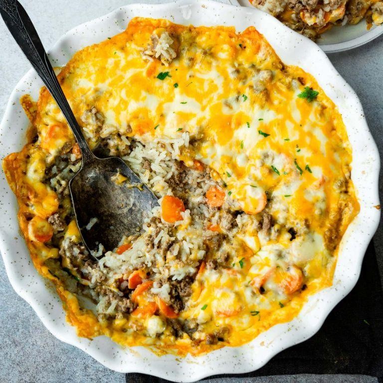 Dutch Oven Ground Beef and Rice Casserole