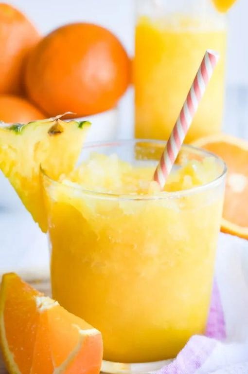 Frozen Pineapple and Orange Juice Slush
