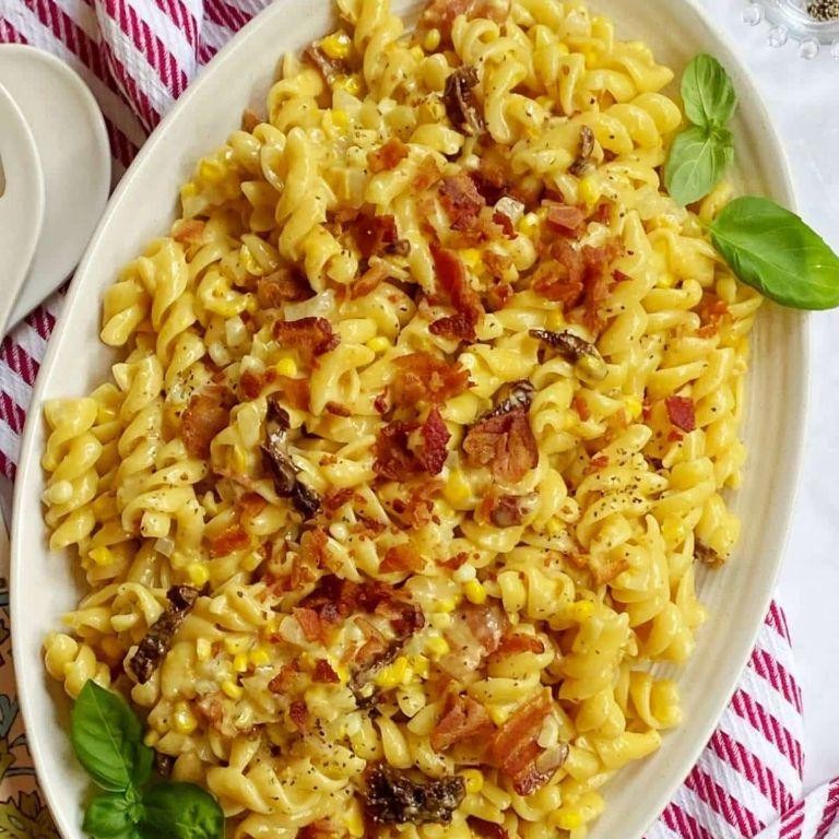 Fusilli with Corn and Bacon