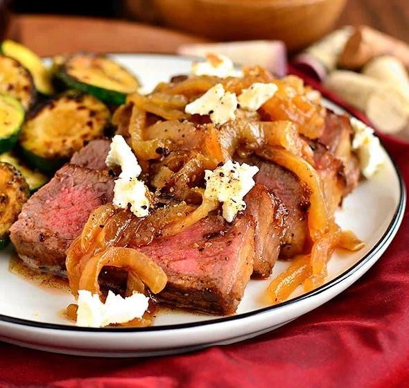 Grilled Beef Tenderloin with Caramelized Onions