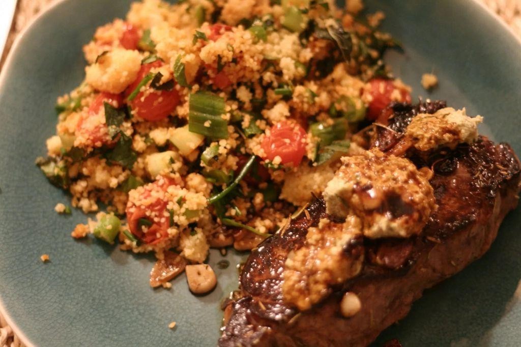 Grilled Beef Tenderloin with Gorgonzola Walnut Butter
