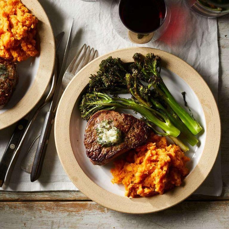 Grilled Beef Tenderloin with Sweet Potato Puree