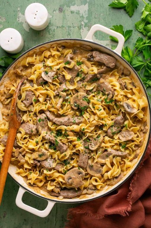Healthy Easy Beef Stroganoff with Greek Yogurt