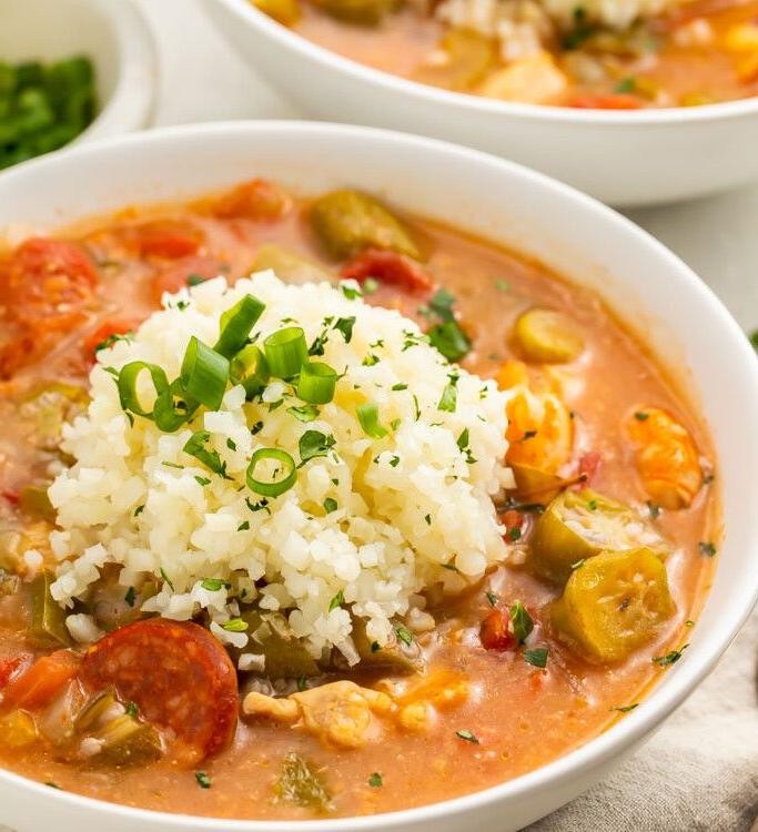 Low-Carb Gumbo with Cauliflower Rice