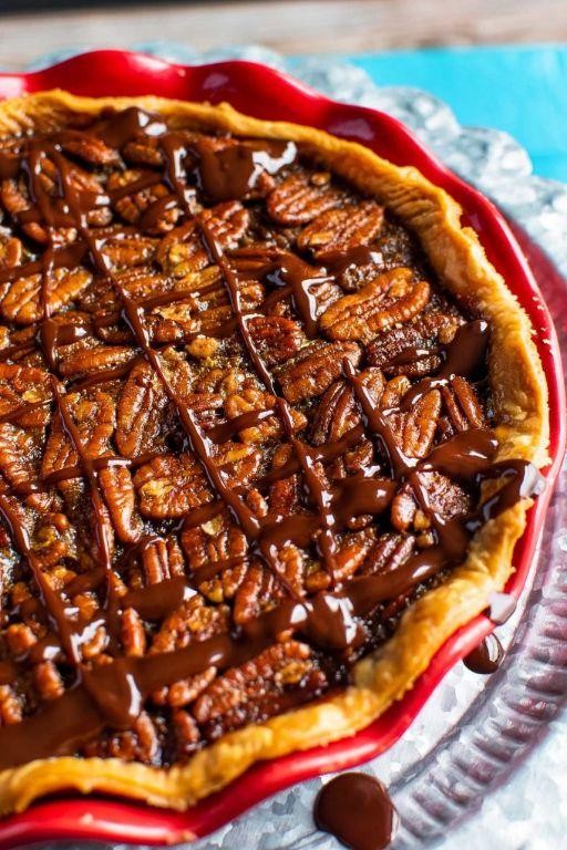 Pecan Pie with Chocolate Drizzle