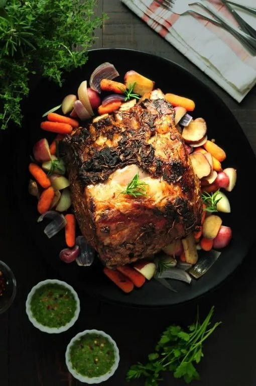 Pork Rib Roast with Chimichurri Sauce