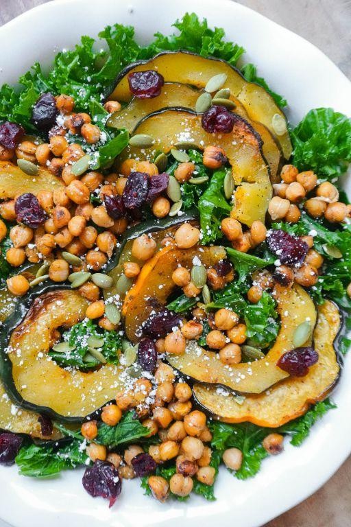 Quick Microwave Acorn Squash and Kale Salad