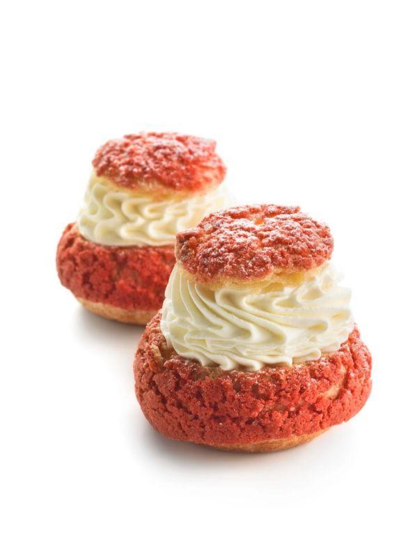Red Velvet Choux with Cream Cheese Filling
