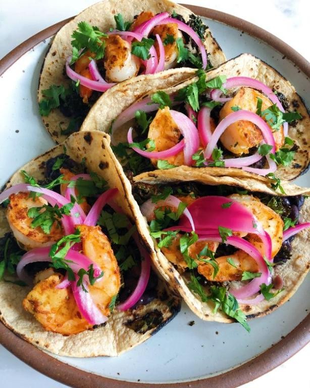 Shrimp and Black Bean Tacos with Corn Salsa