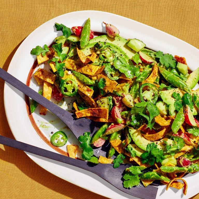 Sugar Snap Peas Salad with Avocado and Lime Dressing