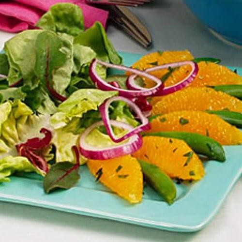 Sugar Snap Peas Salad with Oranges and Red Onion