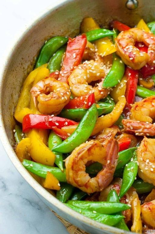 Sugar Snap Peas and Shrimp Salad with Garlic Lemon Dressing