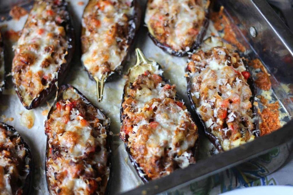 Taco Meat Stuffed Eggplant