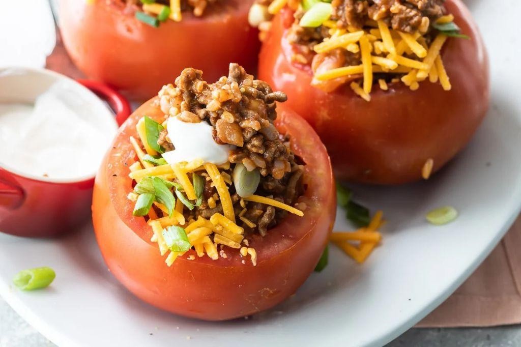 Taco Meat Stuffed Tomatoes