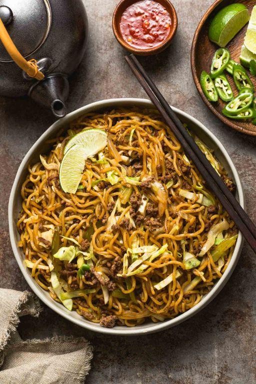 Tasty Hamburger and Cabbage Lo Mein