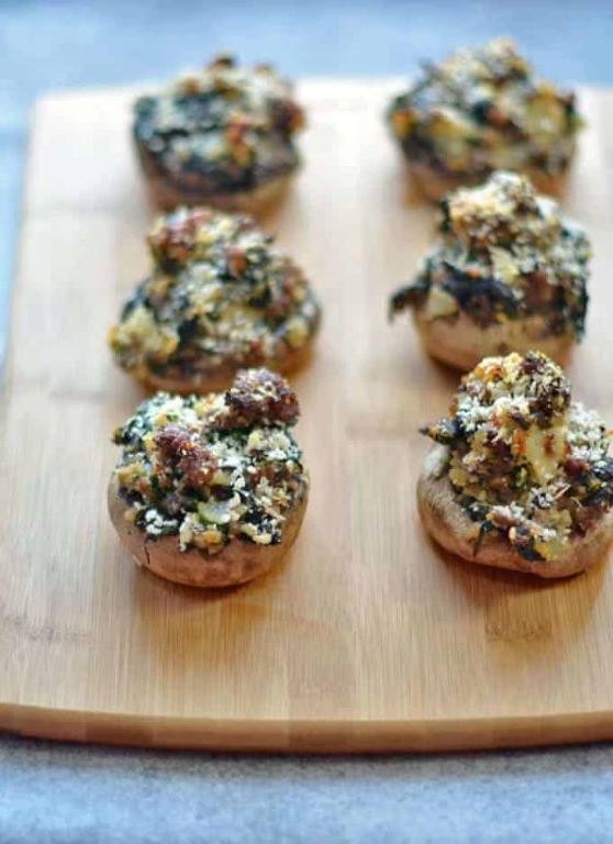 Vienna Sausage and Spinach Stuffed Mushrooms