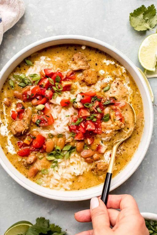 White Chicken Chili with Rice
