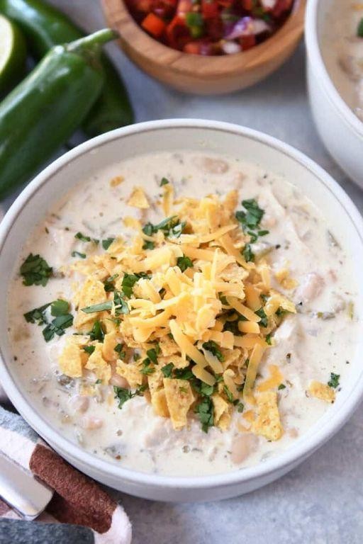 White Chicken Chili with Sour Cream