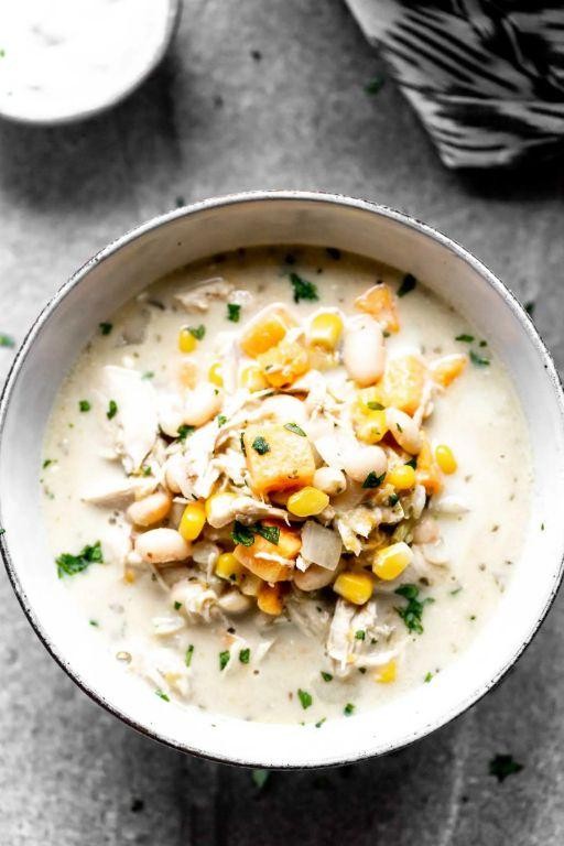 White Chicken Chili with Sweet Potatoes